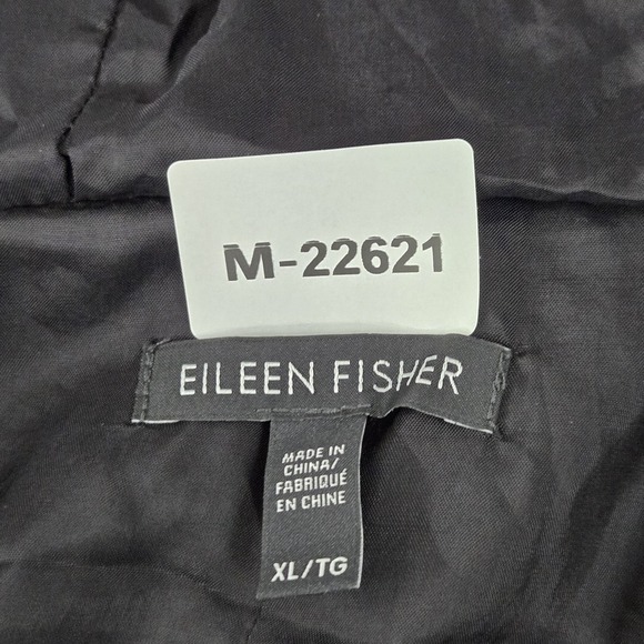 Eileen Fisher Women Jacket XL Black Quilted Hooded Organic Cotton - Picture 2 of 8